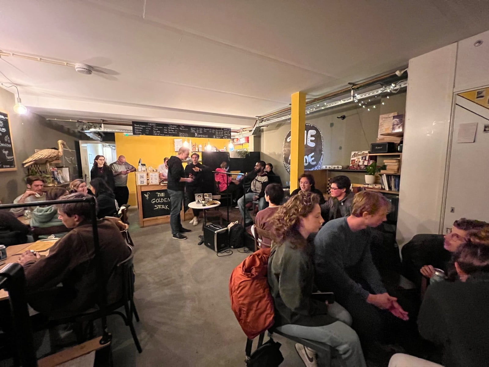 A full bar on a busy night at The Golden Stork