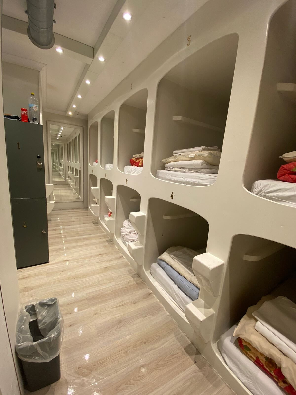 A row of pods in one of our rooms